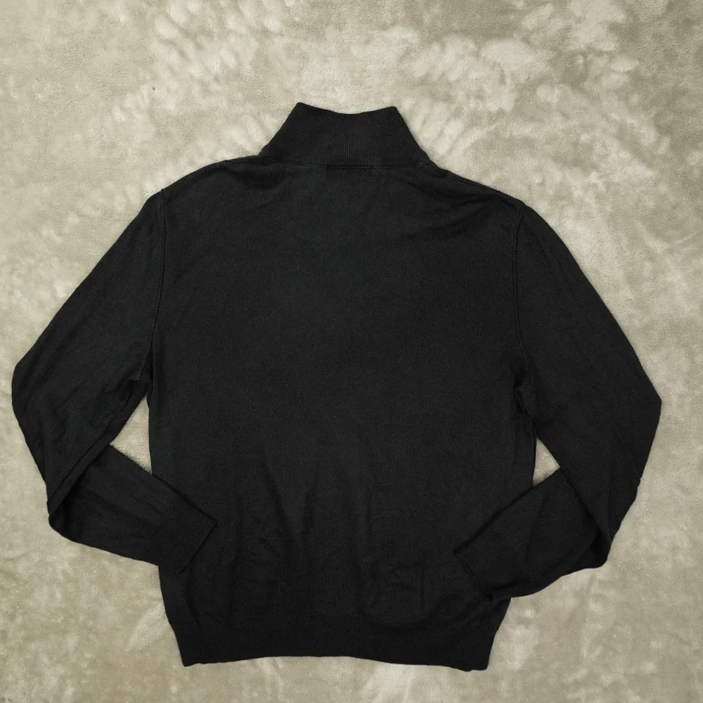 Banana Republic Silk Cashmere Quarter Zip Sweater Men's Large Black Quiet Luxury